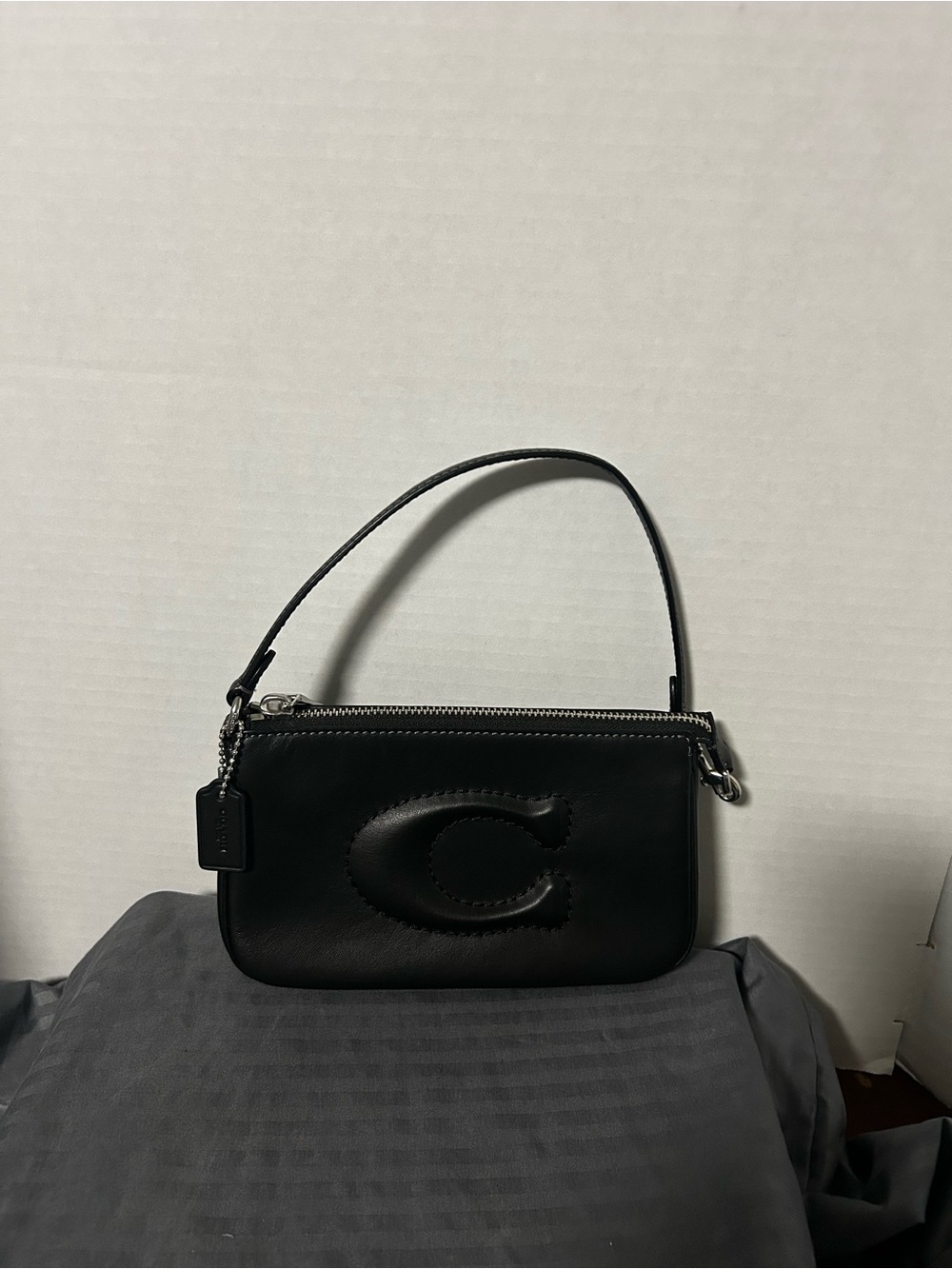 Coach Black leather Mini Shoulder bag with Embossed C